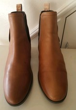 Joules Cheltenham Size 8 Tan Leather Pull On Ankle Boots.