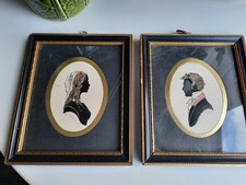 Pennyfarthing Gallery Pair Of Silhouette Framed Pictures Signed Enid Elliott Ltd