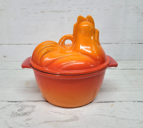 Chicken shape cast iron enamel - chicken,