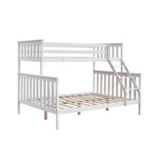 Triple Bunk Bed Frame 3FT Single / 4FT6 Double Pine Slatted Bedstead with Stairs