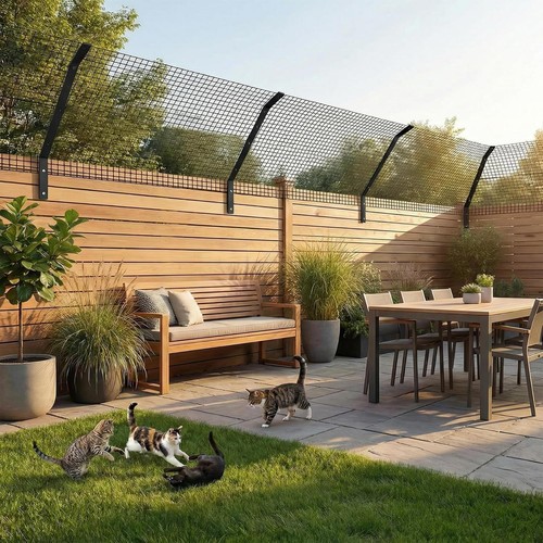 Cat proofing garden fencing - cat,