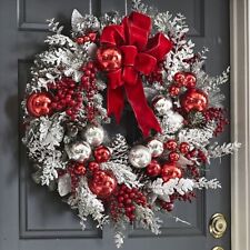 Christmas Snowy Christmas Wreath For Front Door Garland Xtmas Decoration Outdoor