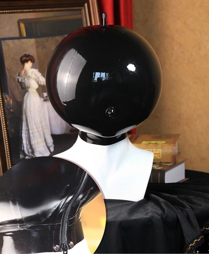 Black latex inflate hood - latex,