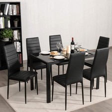 Dining Chairs Set of 6 Kitchen High Back Dining Room Chair with Metal Leg Black