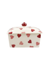 Emma Bridgewater Handmade in UK Small 1/2 Pound Butter Dish - PINK HEARTS