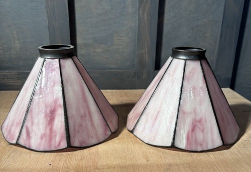 Pair pink glass lead - a, of