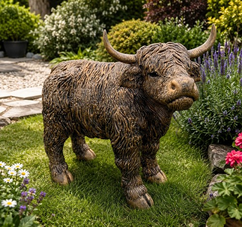 Highland cow resin statue - cow,