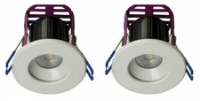 2 x Robus 'Ramada' Dimmable LED Downlights 3000K - 7W (White / Brushed Chrome)