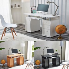 Computer Desk With Cabinet and 3 Drawers for Home Office PC Table Study RayGar