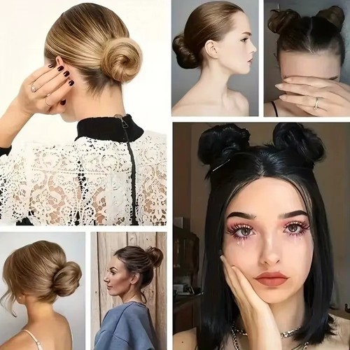 Curly messy hair bun - messy,