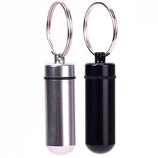 2x Keyring Pill Holder Medicine Tablet Box Key Chain Drug Container Money Belt