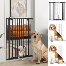 PawHut Extra Tall Dog Gate with Cat Door Auto Close for Stairs