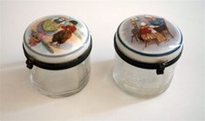 Pr. Victorian c1890 Dutch Hand Painted 2" Dresser Pots Beautiful!