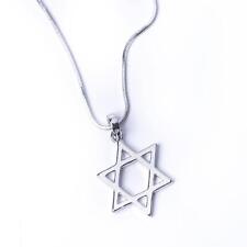 Large Silver Or Gold Star Of David Magen Necklace Jewish Pendant 19 Inch Chain