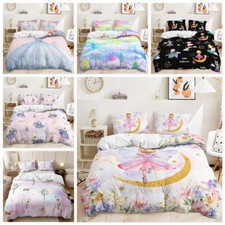 Princess Crown Little Ballerina Dancer Girl Gift Doona Duvet Quilt Cover Bed Set