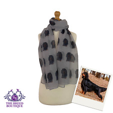 GORDON SETTER SCARF LADIES GORDON SETTER DOG PRINT SHAWL WRAP IN CREAM AND GREY