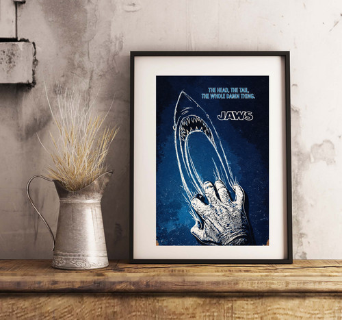 Jaws poster blue glossy - a4,