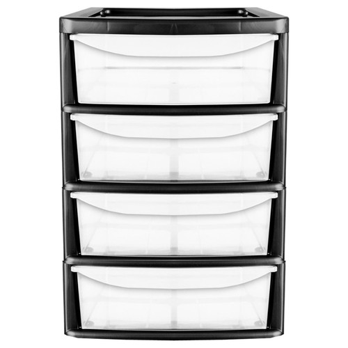 Black plastic drawer storage - black, 4