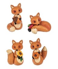 Miniature Dollhouse Fairy Garden Set of 4 Fall/Harvest Foxes - Buy 3 Save $5