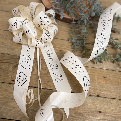 Ivory car ribbon personalised - ivory,