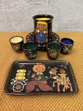VTG Willy (W.) Aebi Hasle Folk Art Pottery Bundle; Egg Cups, Mug, Saucers & Tray