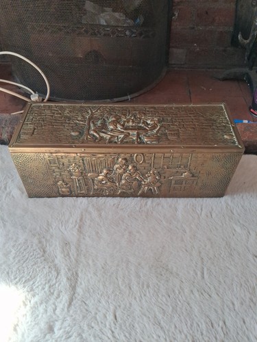 Brass fireside box storage - brass,