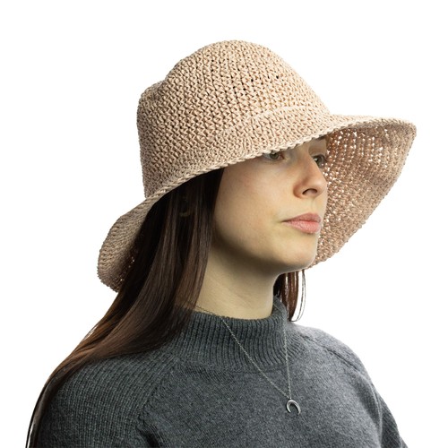 Rose blush floppy straw - blush, sun