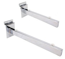 Chrome Glass Shelf Brackets with Suction Pads for Slatwall Pack OF (1,2,5,10,25)