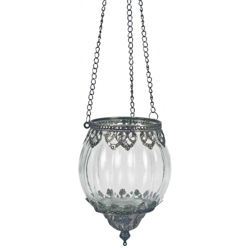 Glass hanging ribbed - tea, light