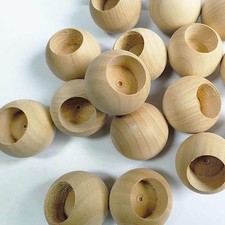 Natural Wooden Balls Beads with HOLE HALF WAY THROUGH 10,12,15,20,25,30mm