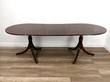 DINING TABLE Mahogany Regency Extendable Leaf Ball Double Pedestal FREE DELIVERY