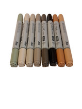 8 COPIC ciao markers, neutral colours, double ended brush tip, brill condition