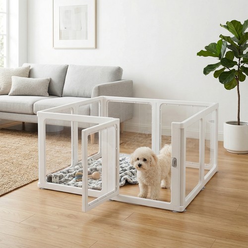 Clear acrylic dog - dog, playpen