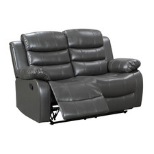 Roma 2 Seater Luxury Modern Leather Recliner Sofa /Black Grey
