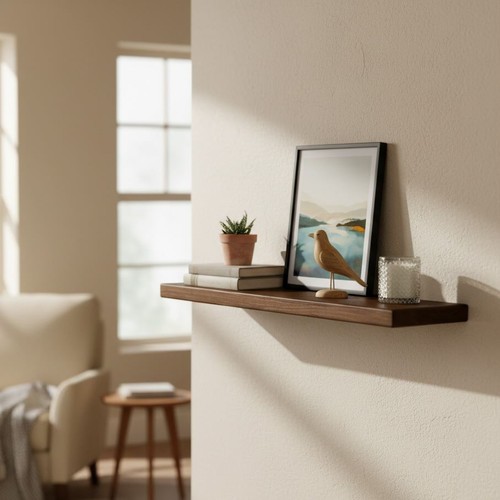 Wooden floating scaffold shelf - wooden,