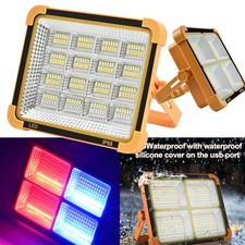 3500W LED Work Light Solar Cordless Portable Floodlight USB Rechargeable 4 Modes