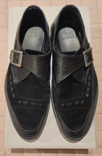 Black leather croc print - black,