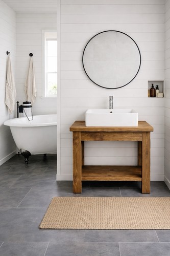 Solid wood rustic washstand - wood,