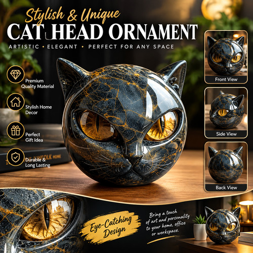 Black cat stone figurine resin - stone,