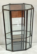  Curio Display Cabinet Brass & Glass Trinket Vintage Mirror Display Cabinet 13”