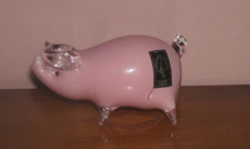 Langham Glass Pink Pig Figurine Handcrafted UK Art Glass paperweight