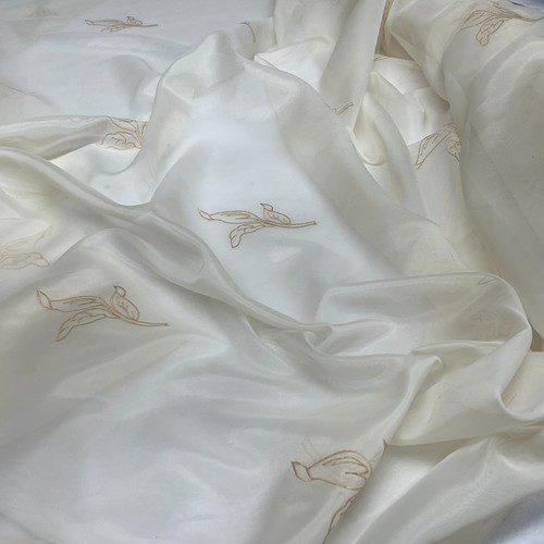 Ivory cream voile floral - floral, leaf