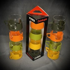 Pyrex Retro Coffee Mugs – ‘Drink Up’ Design – 1970s Campervan Vibe – 12 Cups