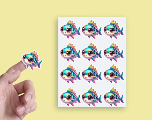 X24 rainbow fish - rainbow, scrapbooking