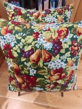 LAURA ASHLEY  Vintage -RARE GREEN- 'Reubens'  20" PAIR Beautiful Cushion Covers