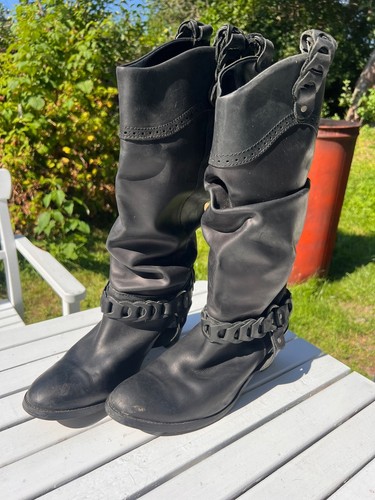 Evans black leather calf high - evans,