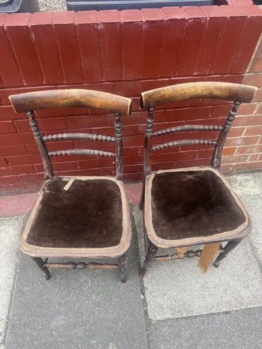 Pair vintage wooden dining - of,