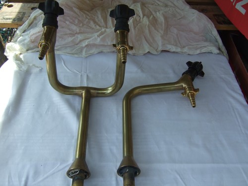 Vintage brass sink pillar taps - vintage,