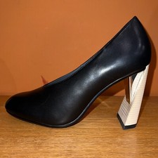 UN United Nude Zink Pump Hi, Black with Silver/Woodgrain Heel, Size 38 (US 7.5)