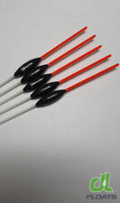 5x `DL` HAND MADE POLE FLOATS  `Self Cocking Slim Paste Floats` Red Tips.
